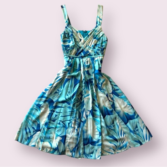 VTG 90s 2000s Y2K Boho Tropical Floral Midi Dress - Picture 3 of 13